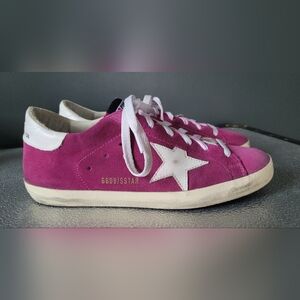Golden Goose Fuchsia Suede Sneakers White Star